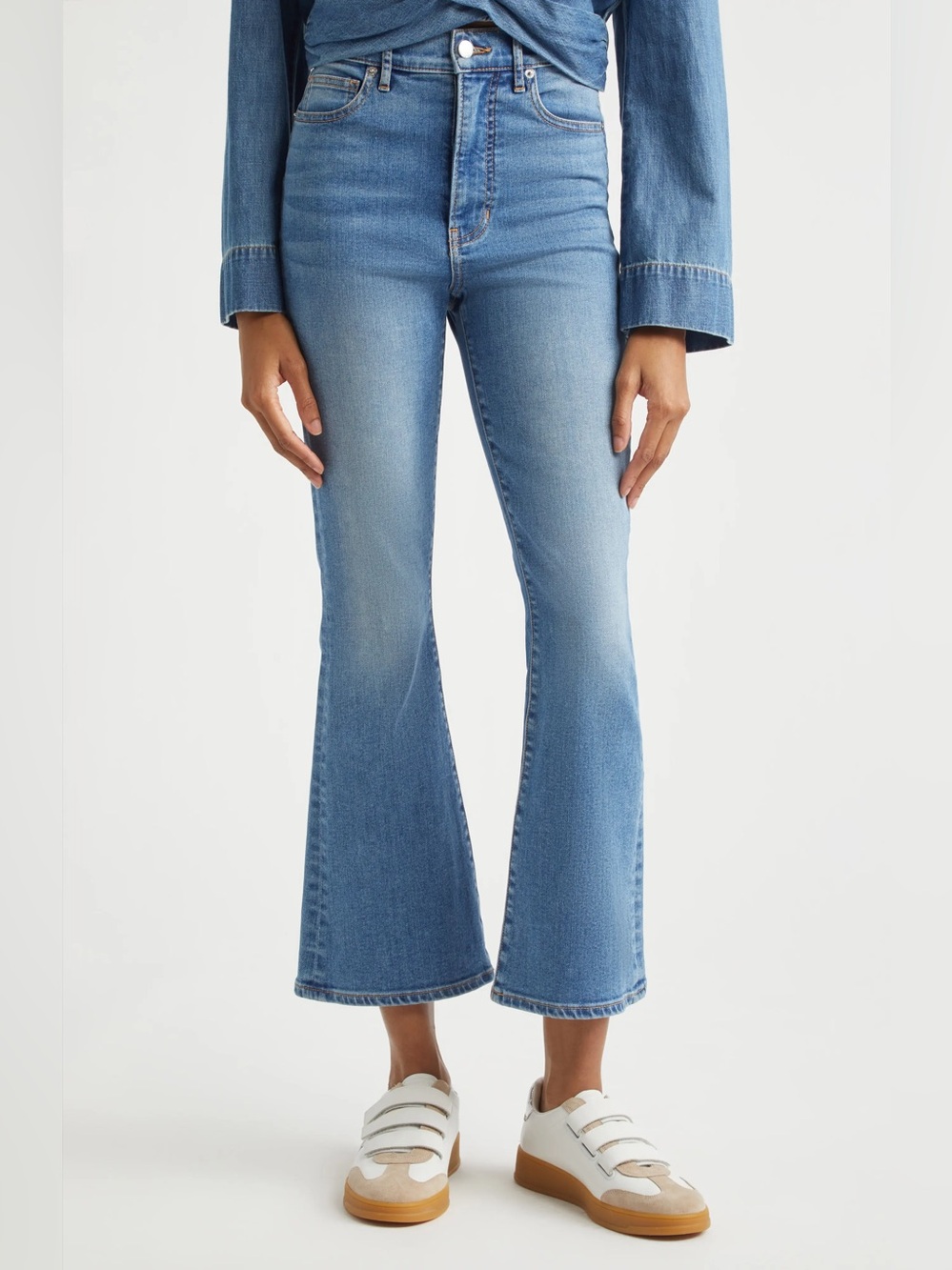 Veronica Beard Carson Kick Flare Jean in Tide Down - 29
